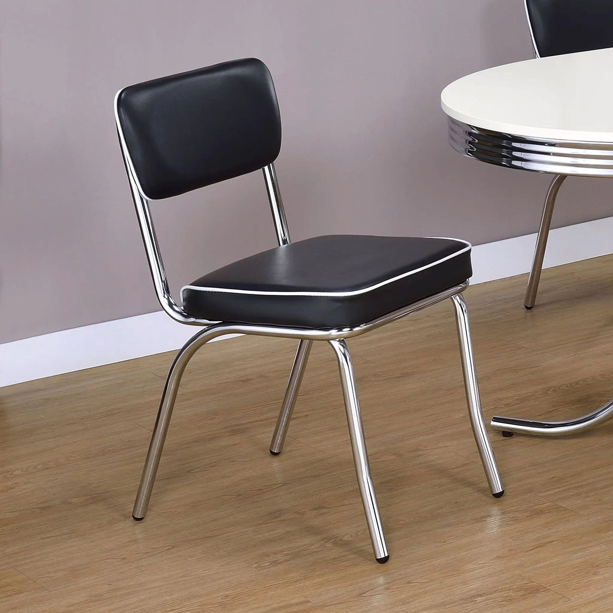 Retro Upholstered Dining Side Chair Black (Set of 2) | 17 x 21.25 x 32.5 in | Dining Room Furniture | Dining Room