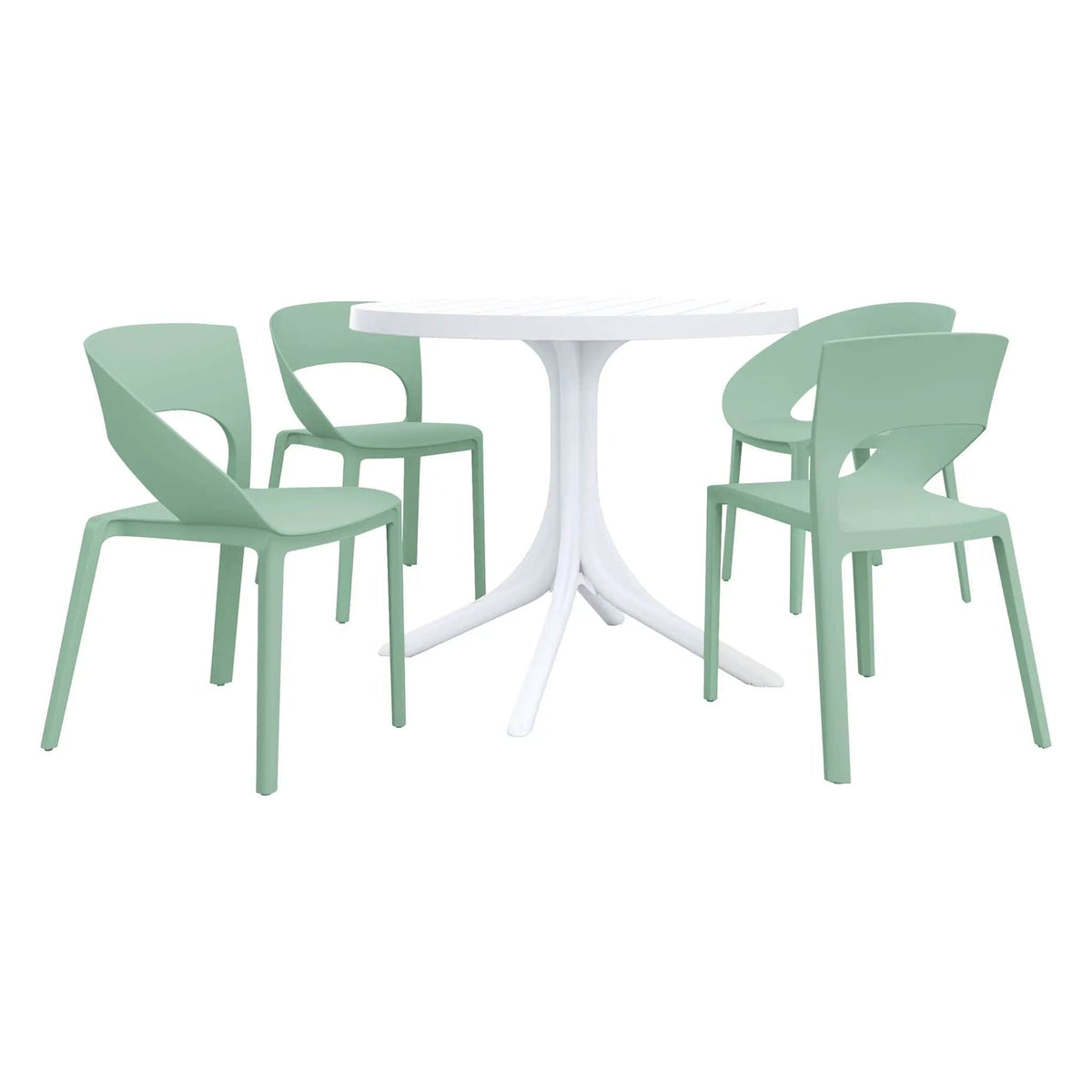 4 Piece Set Of Modern Designed Single Chairs With Round Table | 4-Piece Set | Metal | Outdoor Living
