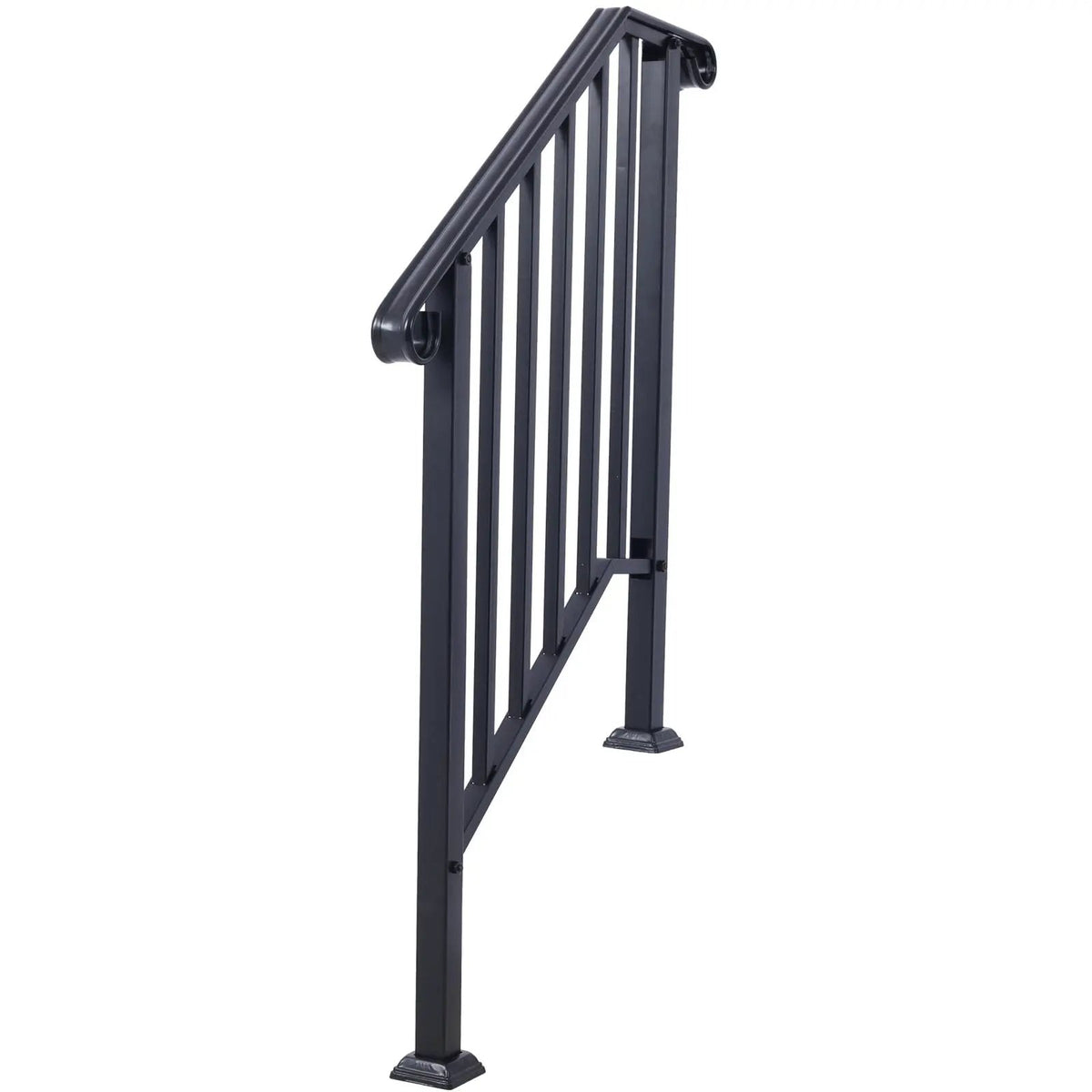 Wrought Iron Stair Handrail | Fits 2 Or 3 Steps | Outdoor Railing | Rustproof Coating
