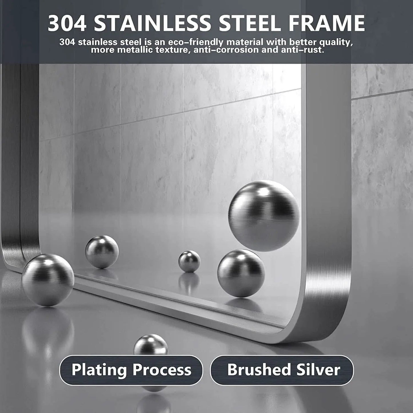 Brushed Silver Wall Mounted Bathroom Mirror 30x40 Inches from PriceLows™