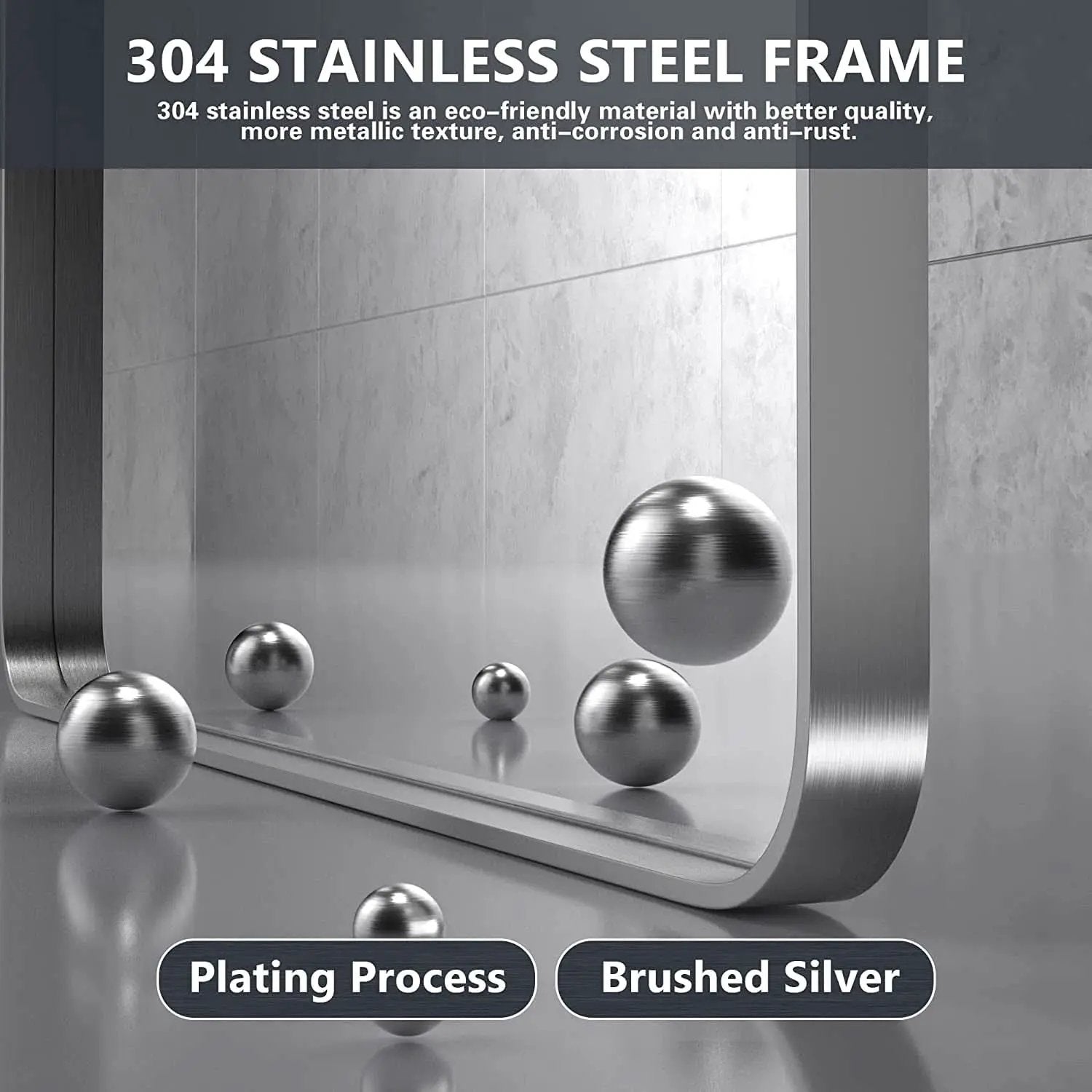 Brushed Silver Wall Mounted Bathroom Mirror 30x40 Inches from PriceLows™