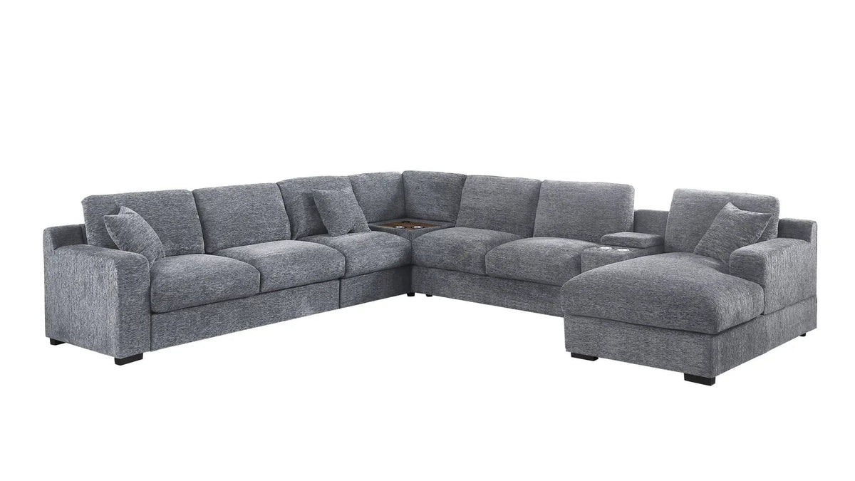 Celine Fabric Corner Sectional Sofa With Right-Facing Chaise, Cupholders, And | 3 Pieces | Fabric | Living Room