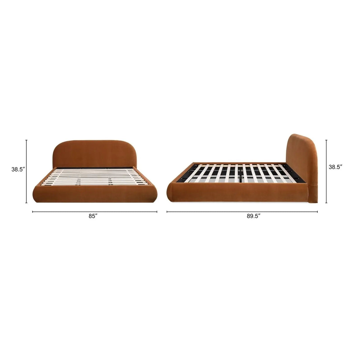 Archie Upholstered Platform Bed | Puffy Arch Headboard | Grounded Design | No Box Spring Needed