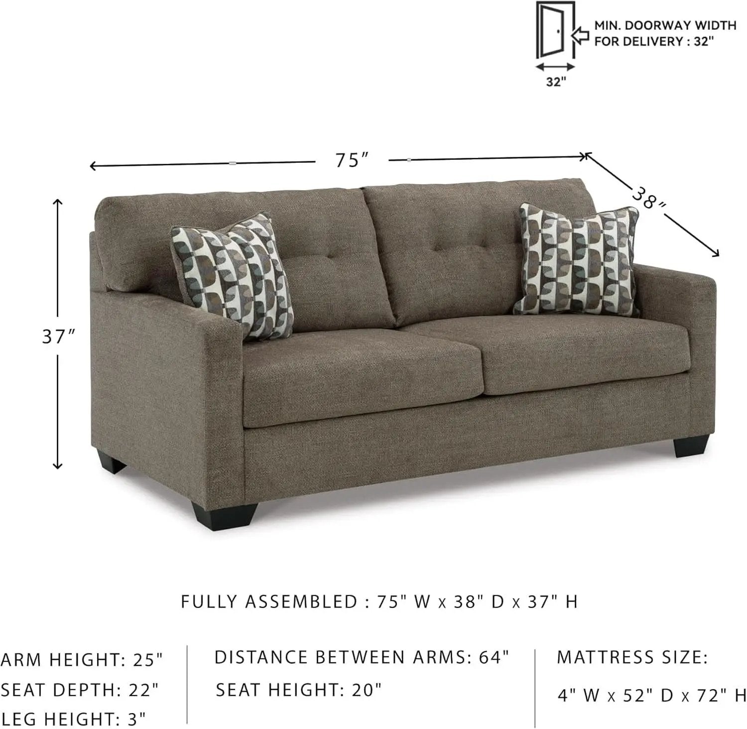 Contemporary Espresso Full Size Sofa Sleeper MemoryFoam from PriceLows™