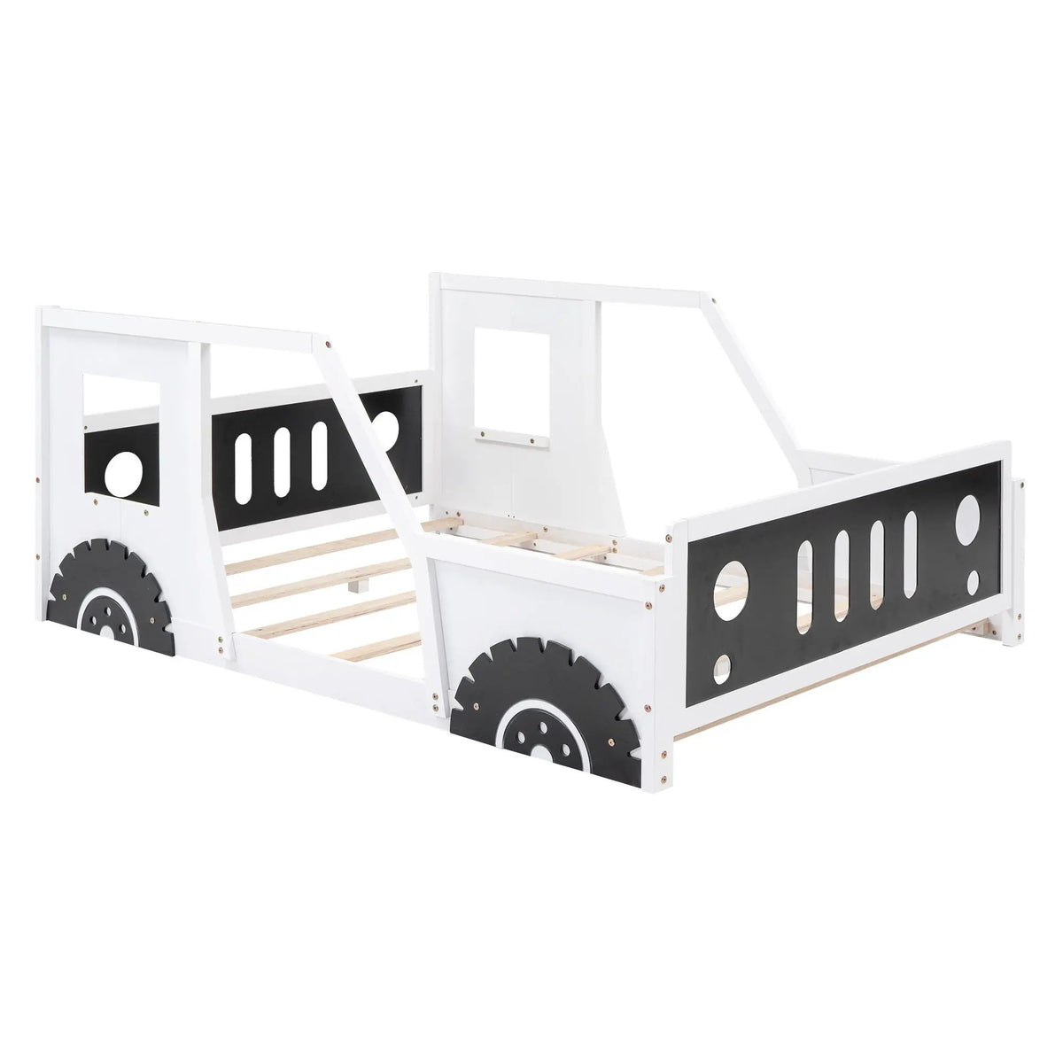 Car Shaped Platform Bed | Solid Pine Wood | Decorative Wheels