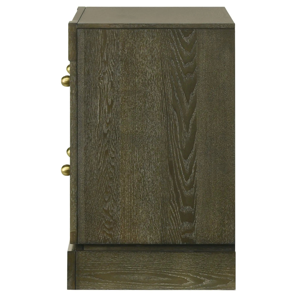 Gran Park 2-drawer Nightstand Bedside Table Dark Cocoa | 27 x 16 x 25.5 in | Veneer & Brass | Bedroom
