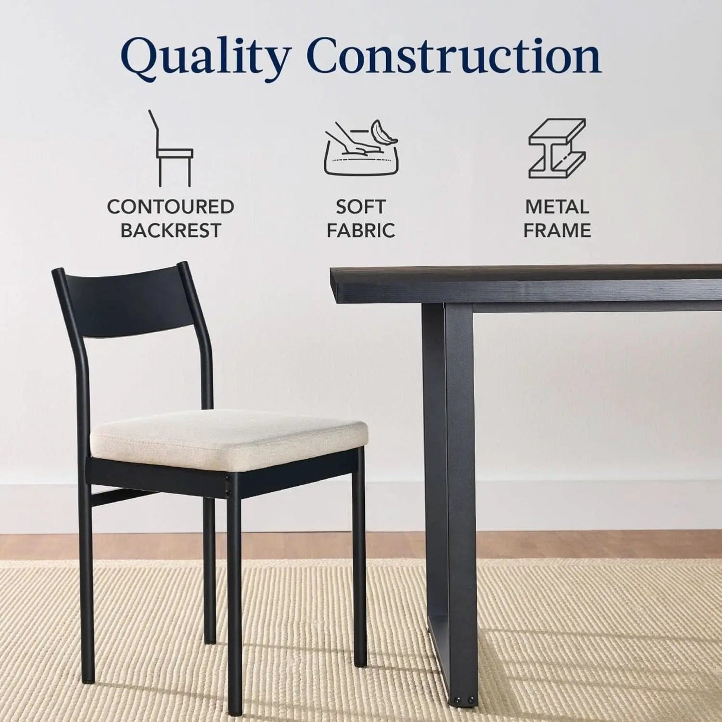 Six Seat Contemporary Dining Set Black Upholstered from PriceLows™