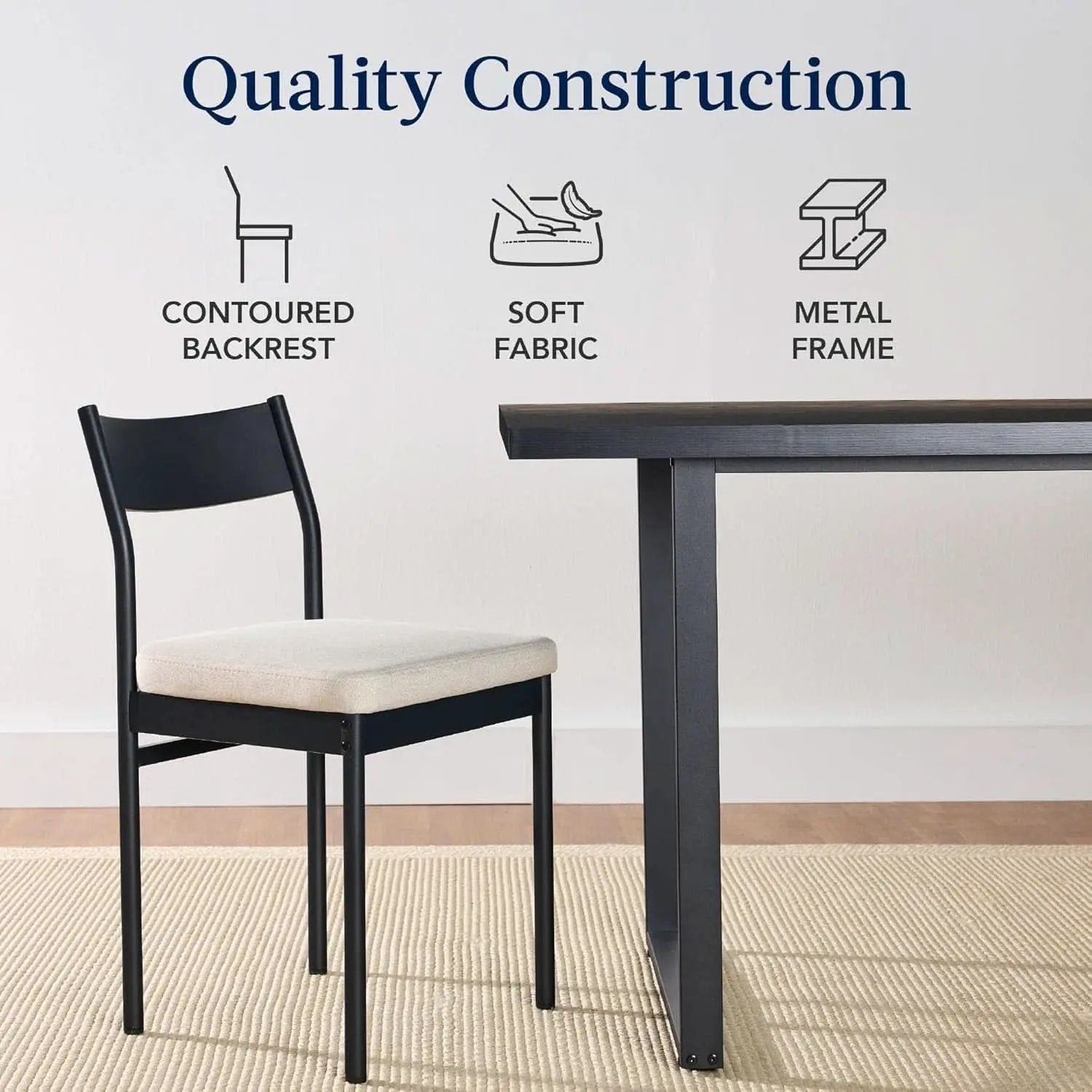 Six Seat Contemporary Dining Set Black Upholstered from PriceLows™