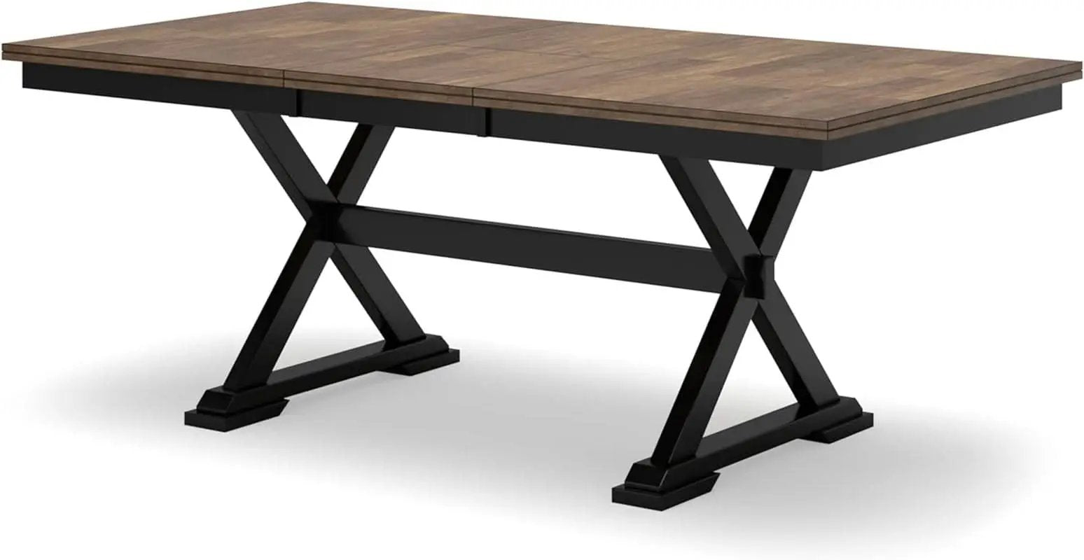 Farmhouse Dining Extension Table Butterfly Leaf 6-8 Seater Black And Dark Brown from PriceLows™