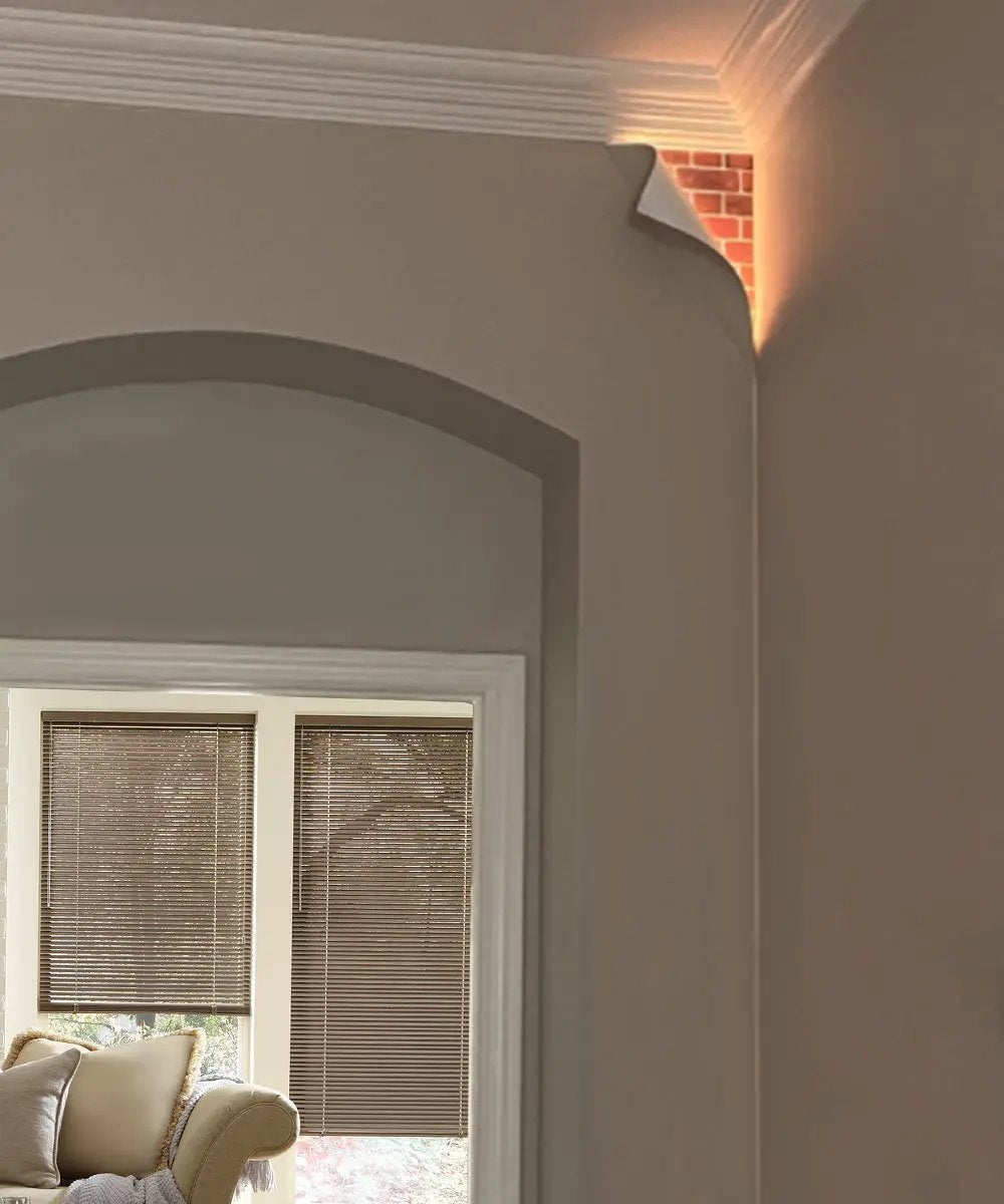LED Corner Light | 18 Inch Height | White Curved Metal | Big Reveal Design