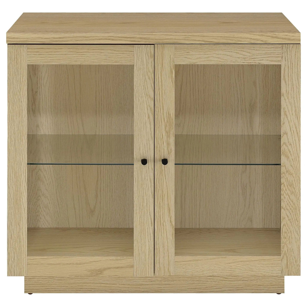 Tilbury 2-door Glass Front Accent Display Cabinet | 35.5 x 15.5 x 31.75 in | Tempered Glass & Wood | Light Oak