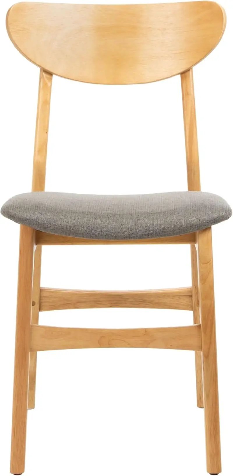 Dining Chair Set Of 2 With Grey Cushions And Natural Wood from PriceLows™
