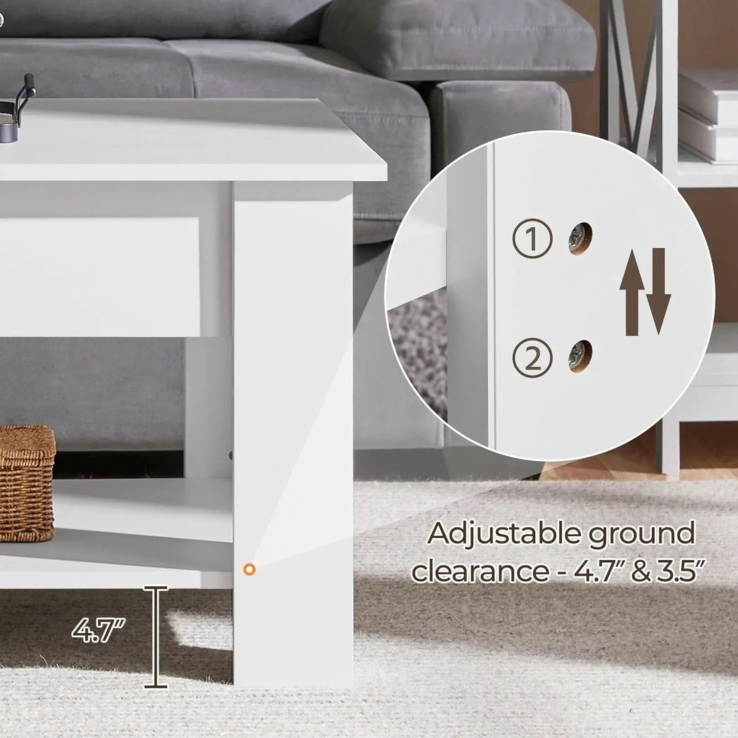 Lift Top Coffee Table With Hidden Compartment And White Finish from PriceLows™