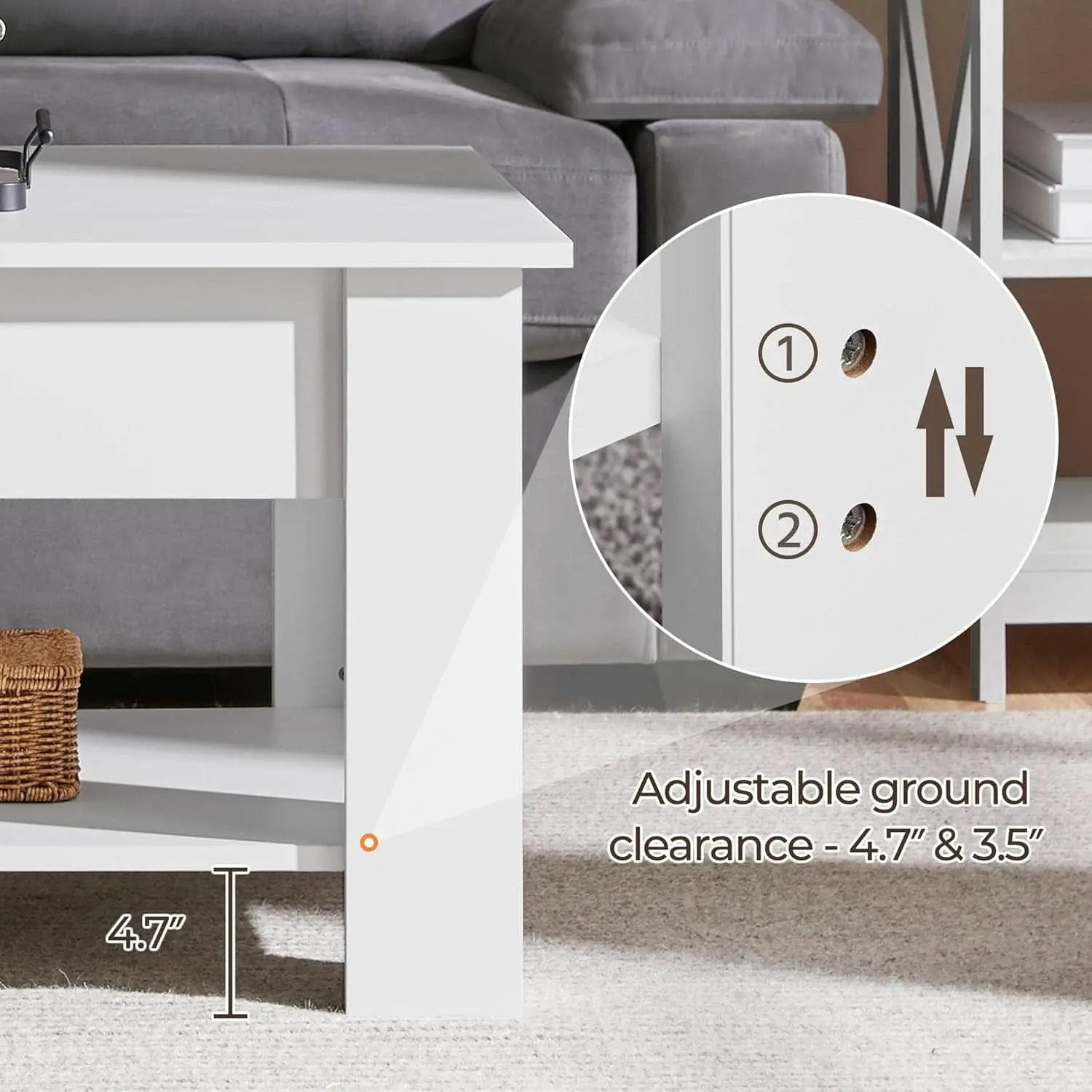 Lift Top Coffee Table With Hidden Compartment And White Finish from PriceLows™