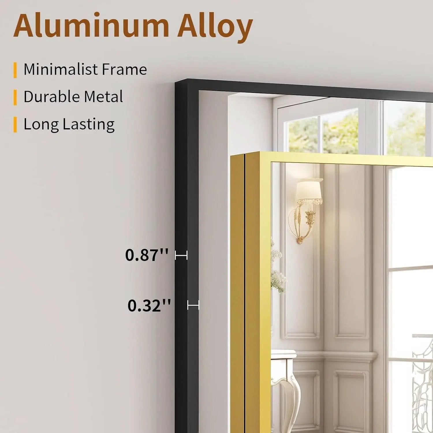 Gold Floor Mirror 21x57 Inch Full Length With Stand from PriceLows™