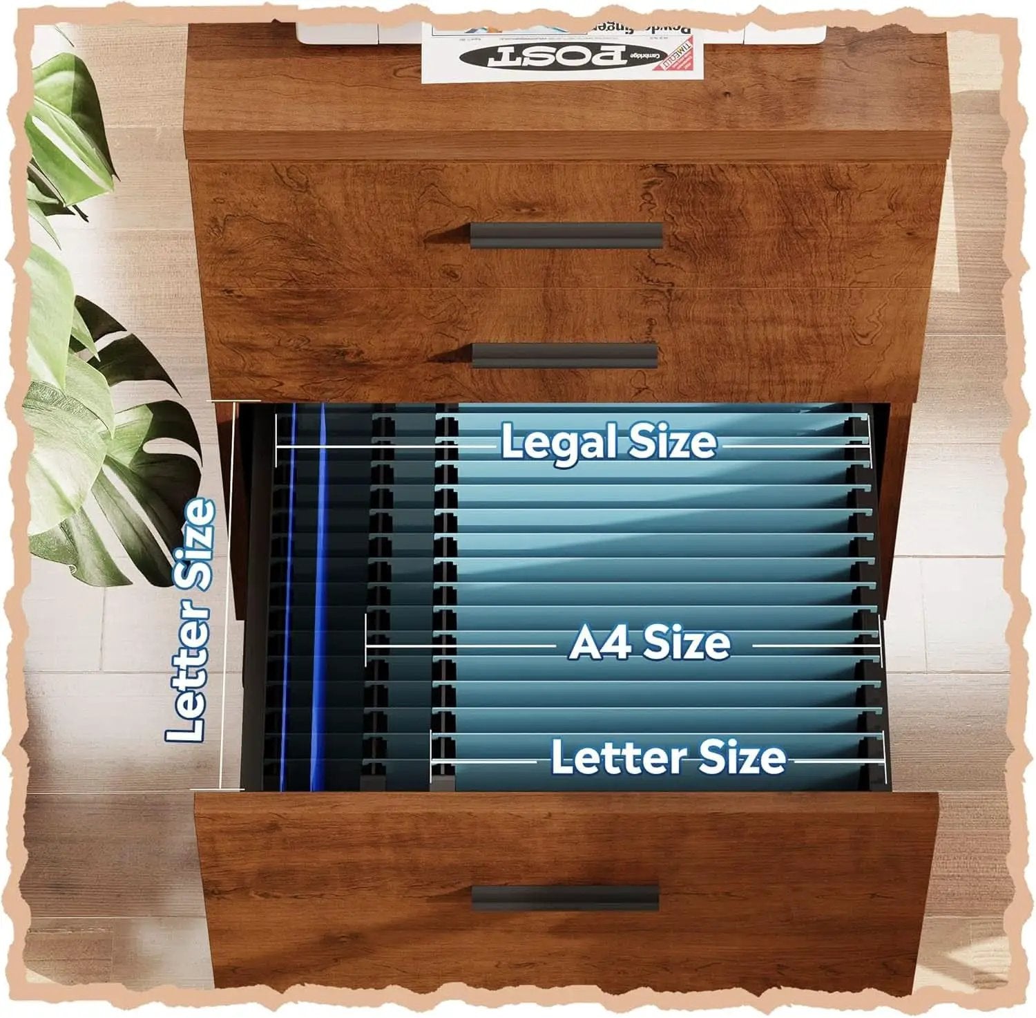 Walnut 3 Drawer File Cabinet For Home Office Under Desk With Rolling Wheels Printer Stand from PriceLows™