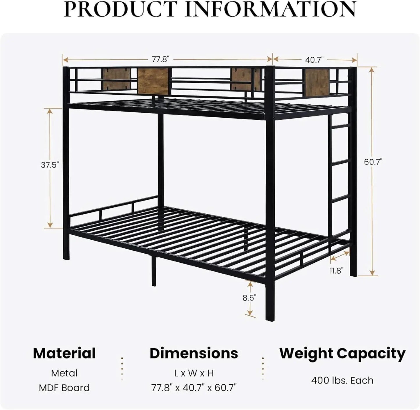 Loft Bunk Bed Twin Over Twin With Ladder And Guardrails from PriceLows™