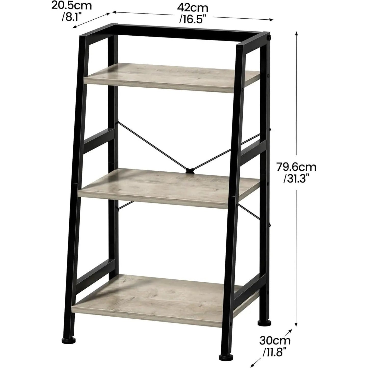 3-Tier Ladder Bookshelf With Steel Frame Greige Black from PriceLows™
