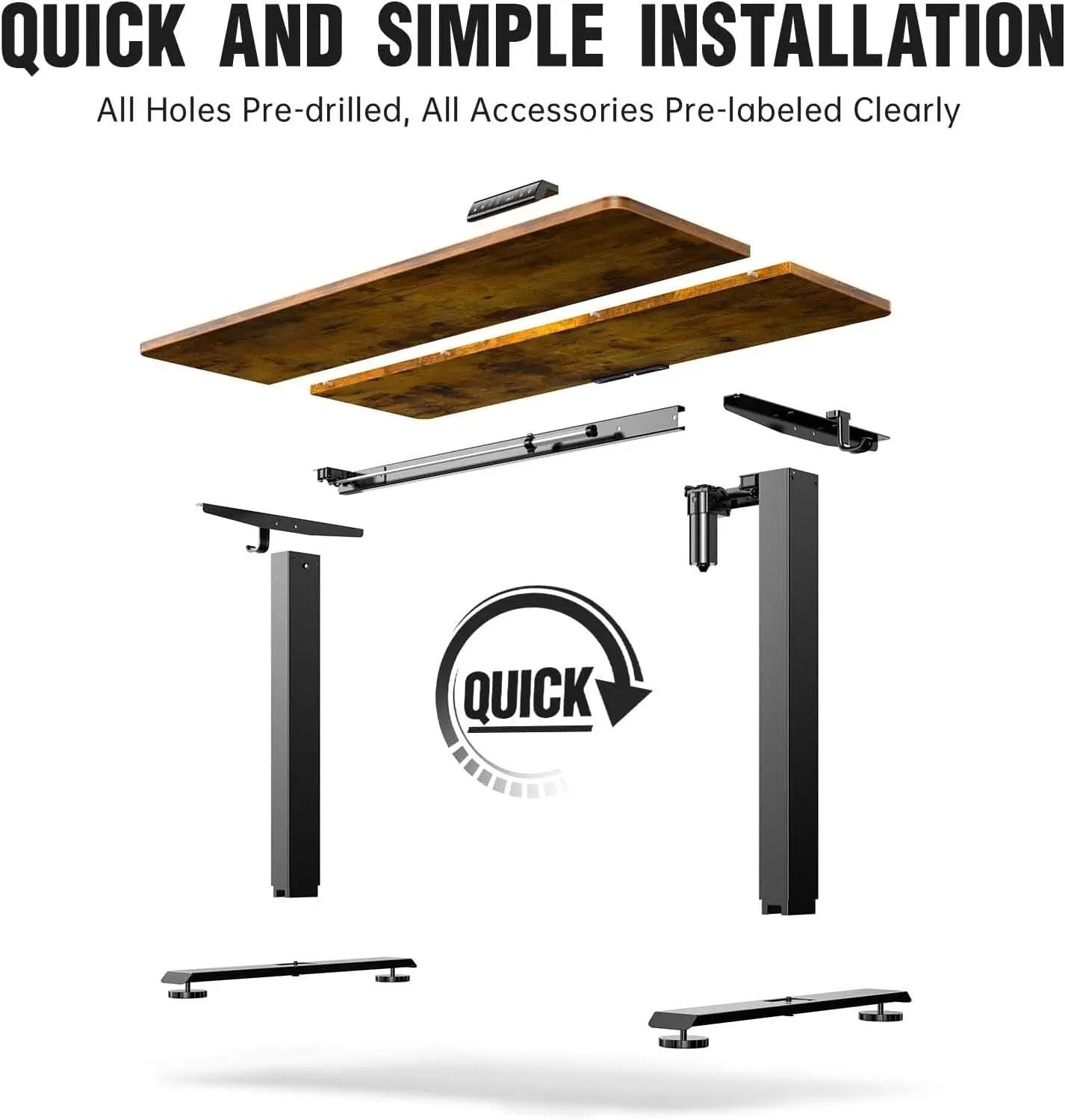 47.2 Inch Electric Standing Desk Wood Desktop Brown from PriceLows™