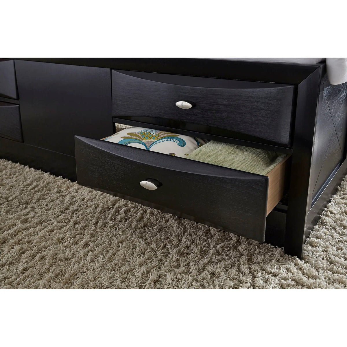 Lucille Storage Bed | Bookcase Headboard | Six Drawers | Fully Slatted Design
