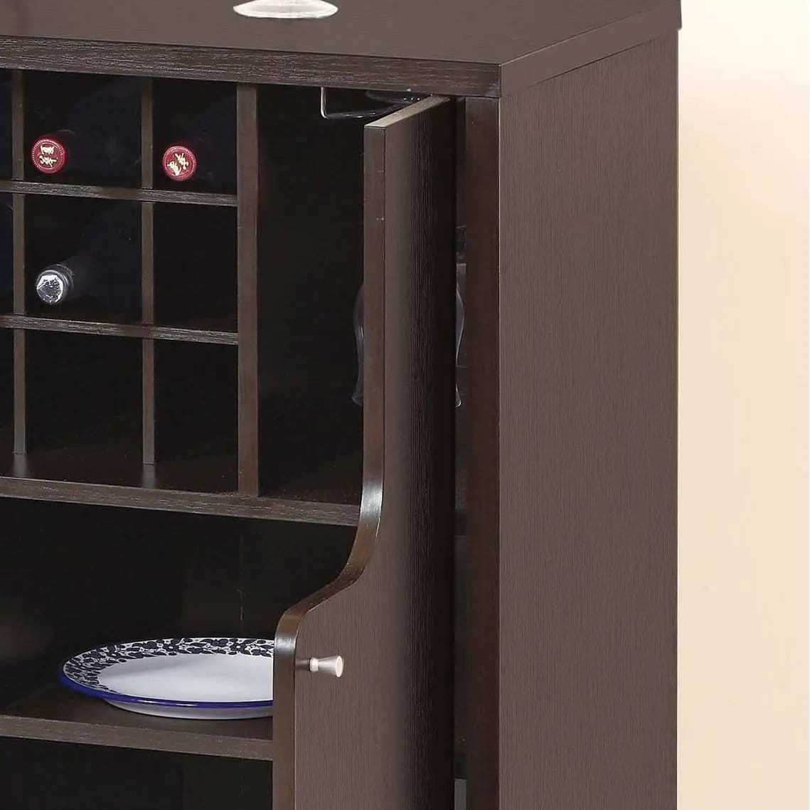 Wine Cabinet With Two Doors Removeable Wine Bottle Rack Metal Wine Glass Racks Four | 15.5 x 31.5 x 33 in | Glass & Metal | Home