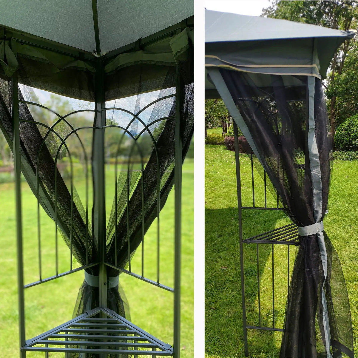 Patio Gazebo Tent | Ventilated Double Roof | Mosquito Net | Steel Frame