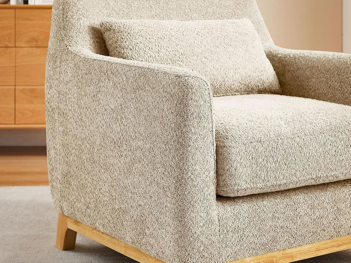 Luxurious Sherpa Oversized Accent Chair Camel Plush from PriceLows™