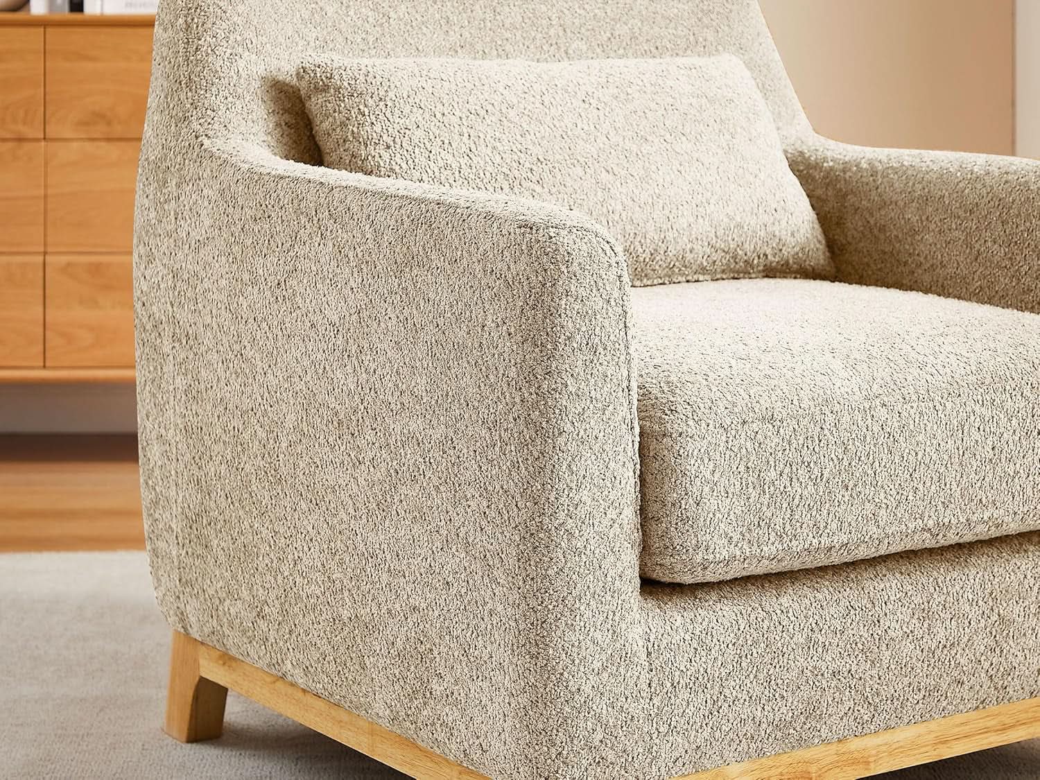 Luxurious Sherpa Oversized Accent Chair Camel Plush from PriceLows™