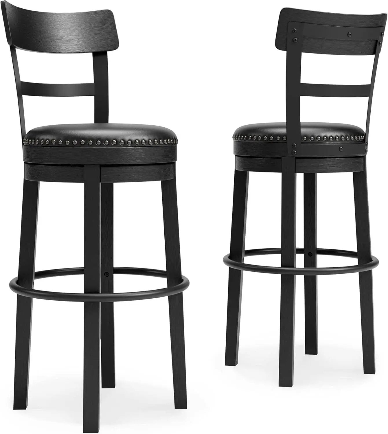 Valebeck 30.38 Black Upholstered Pub Height Swivel Barstool from PriceLows™
