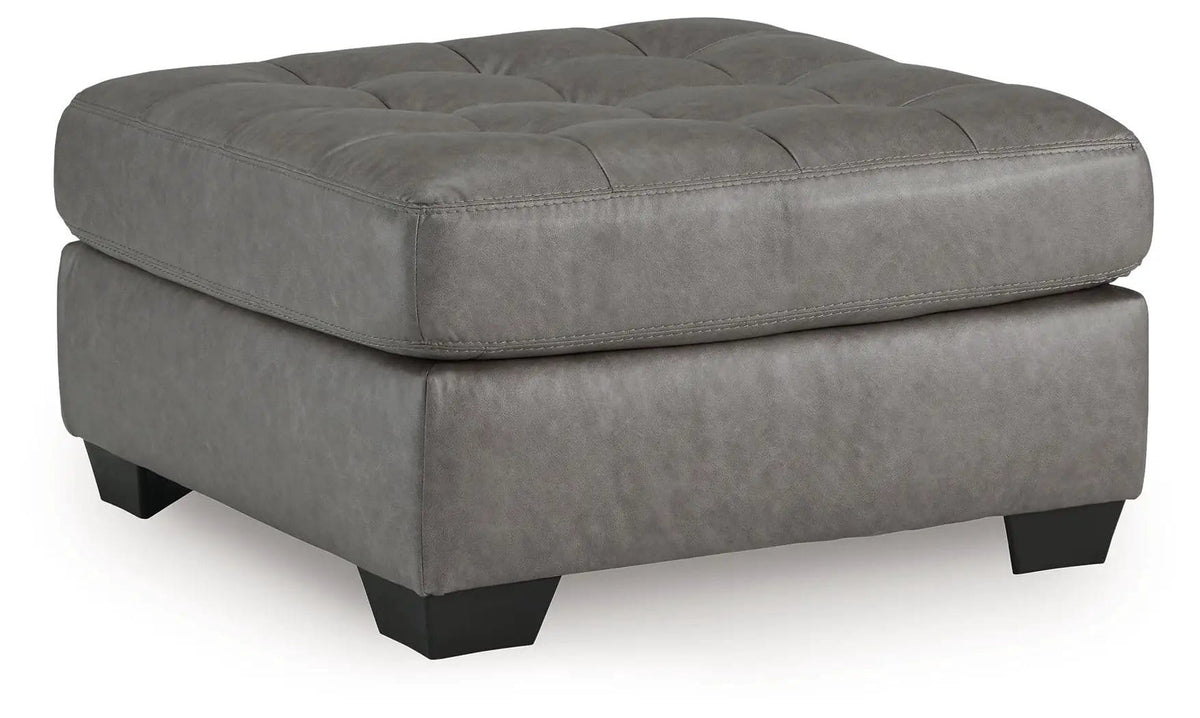 Clairette Court Oversized Accent Ottoman | 36 x 36 x 20 in | Faux Leather & Wood | Alloy
