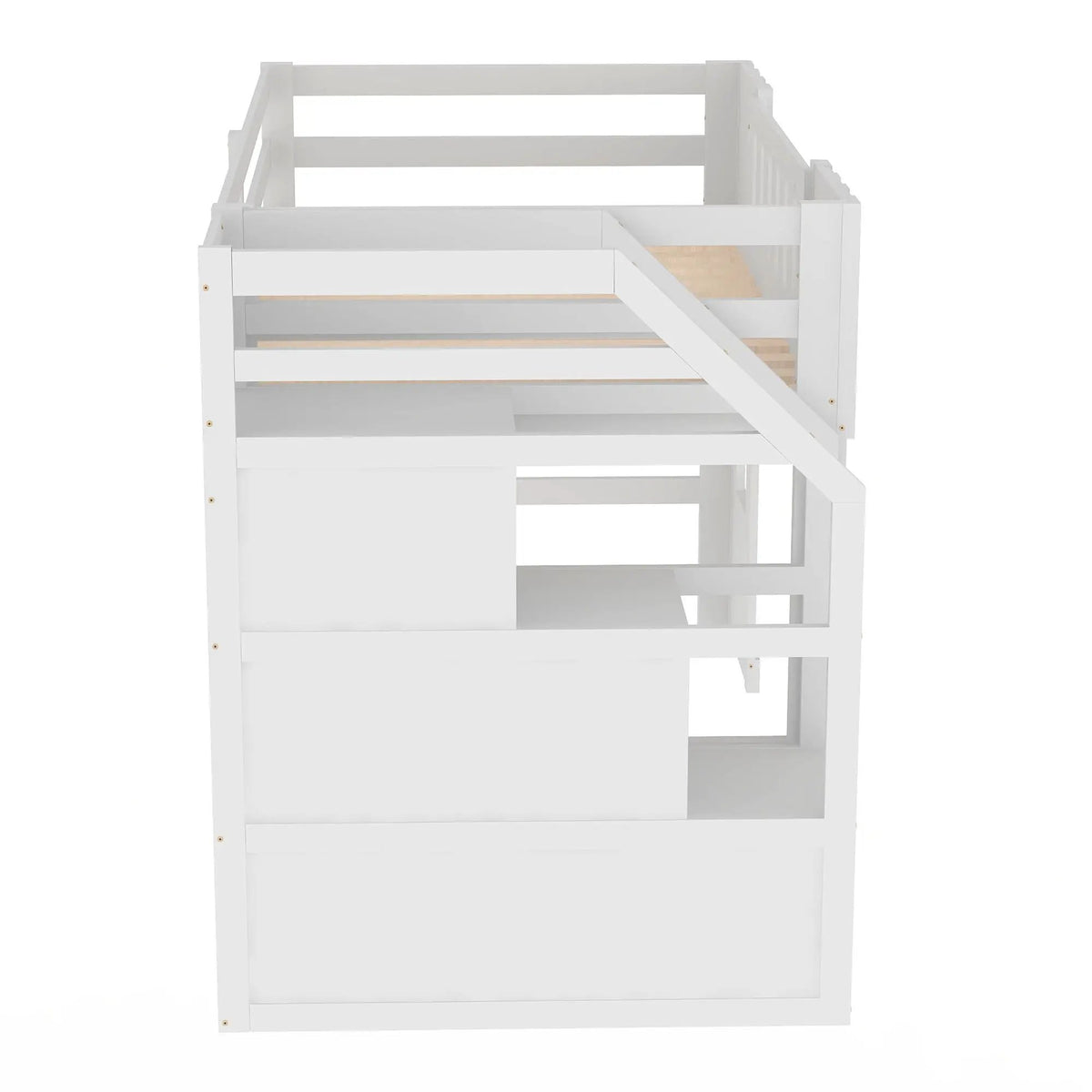 Kids Wooden Loft Bed | Storage Staircase | Dual Windows
