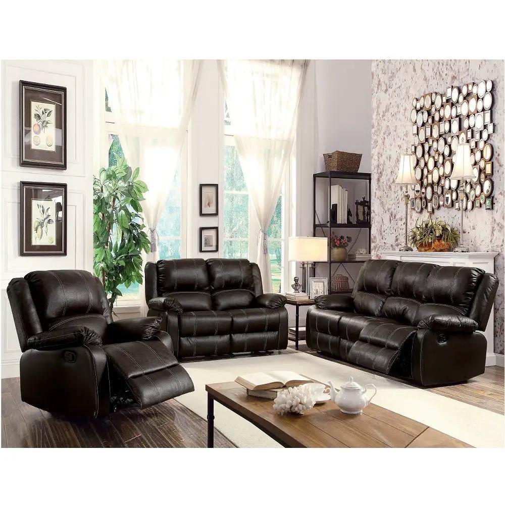 Zuriel Recliner Sofa | Synthetic Upholstery | Smooth Reclining Mechanism | Tight Back Support