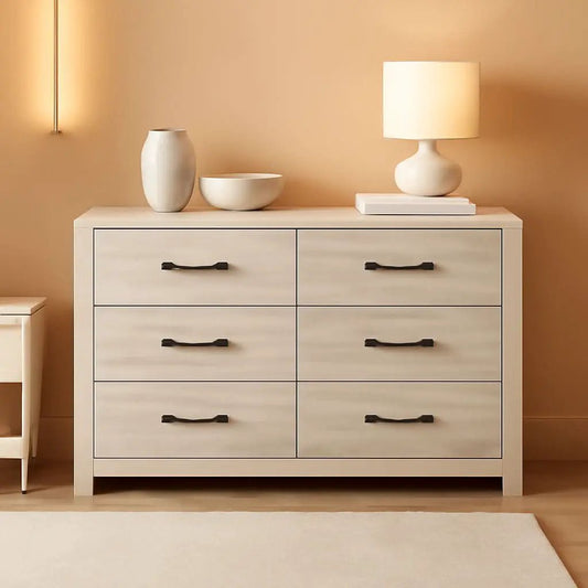 Cambeck Farmhouse Industrial 6 Drawer Dresser Whitewash from PriceLows™