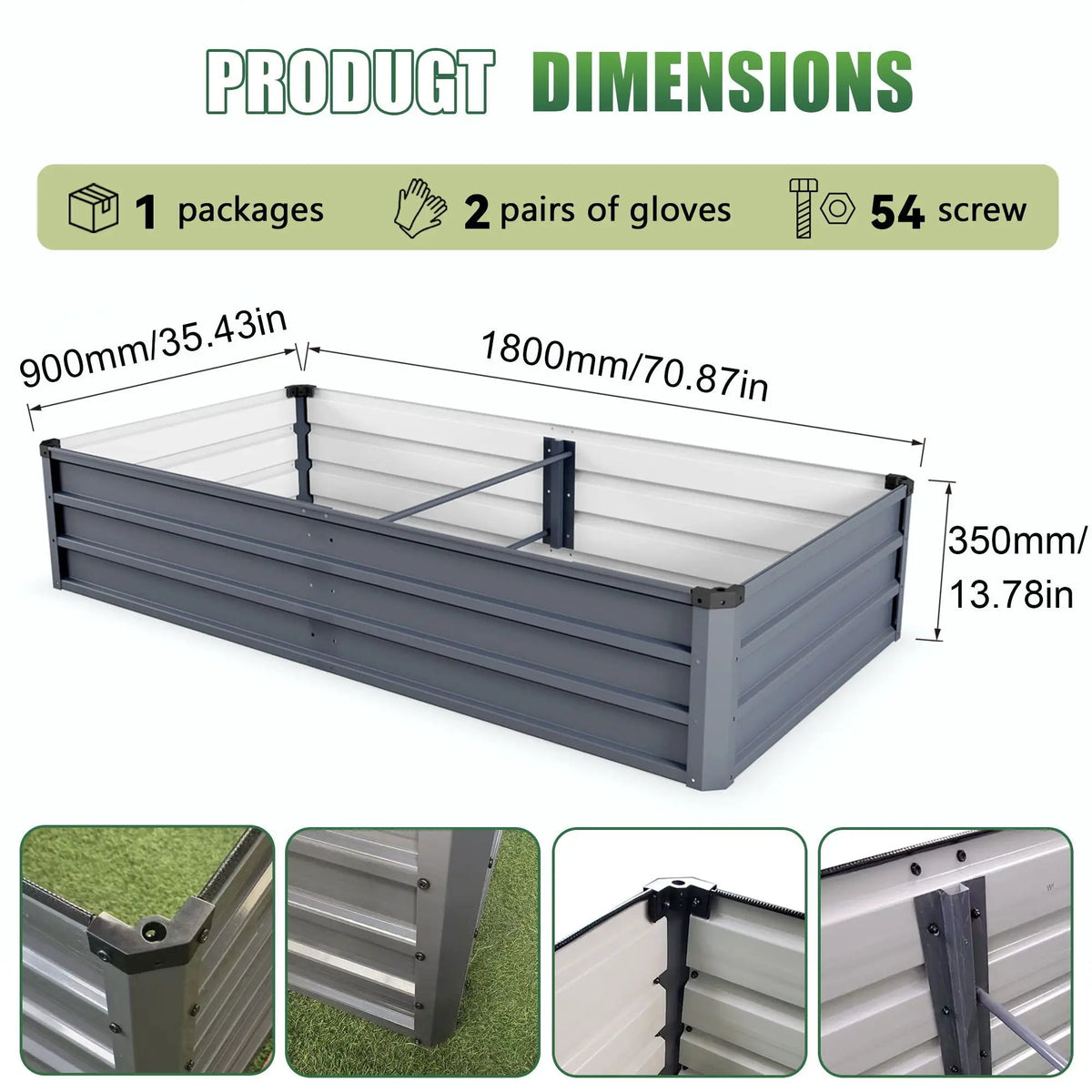 Raised Garden Bed | Coated Steel | Reinforced Frame | Large Outdoor