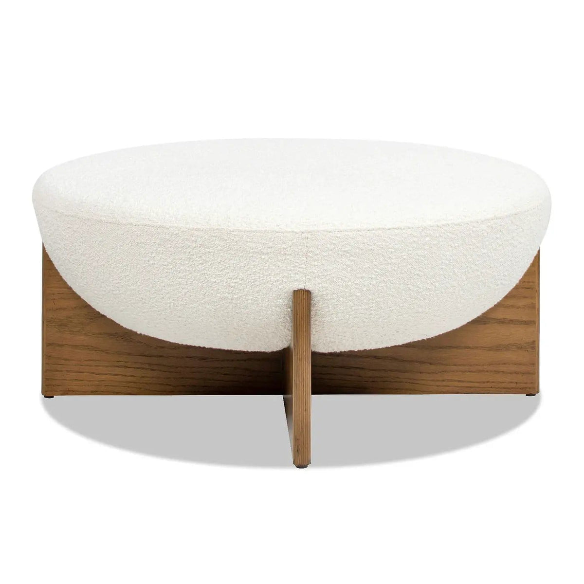 Bali Round Upholstered Ottoman | 2 Pieces | Rubberwood & Plywood | Living Room
