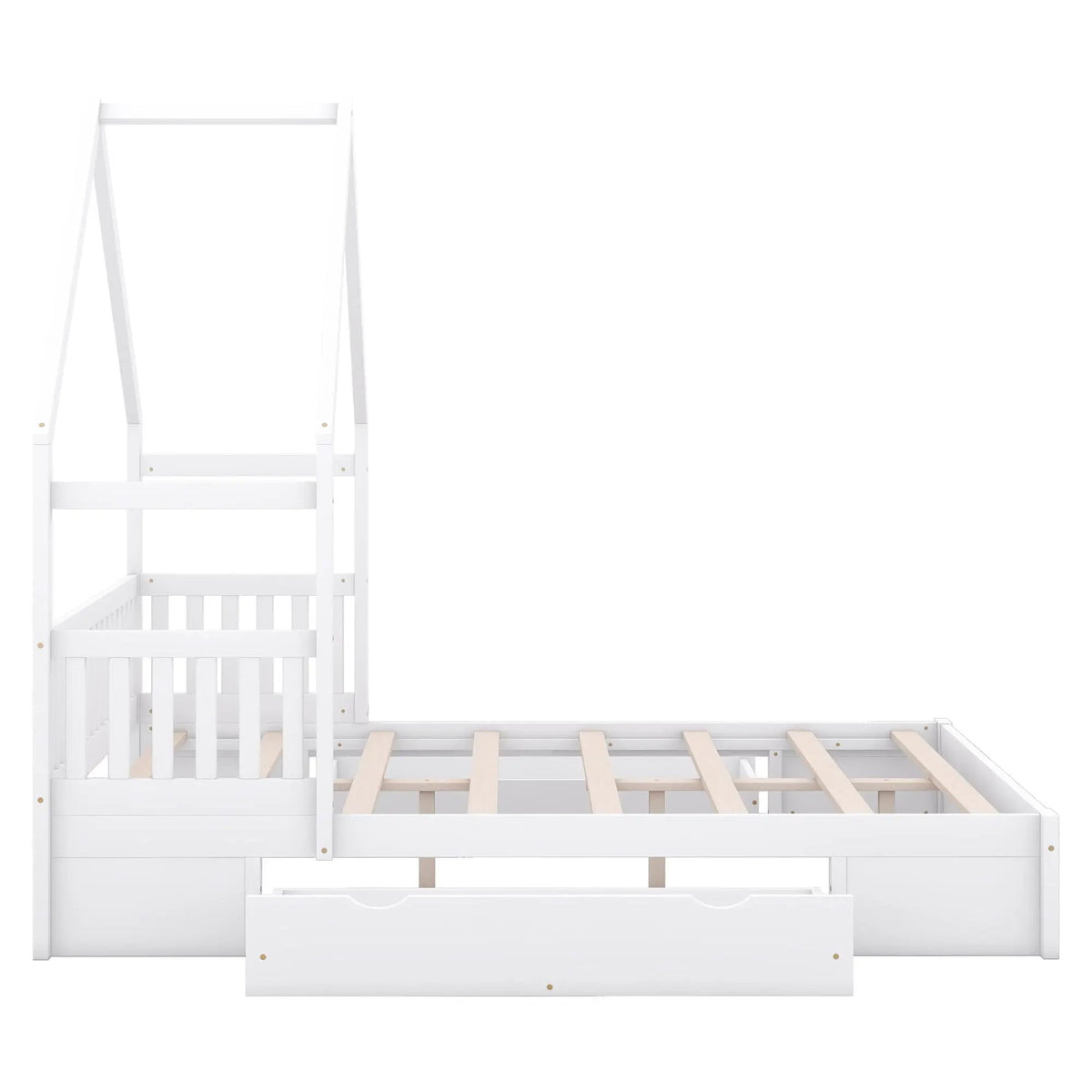 Platform Bed | Solid Pine Frame | Full Guardrail | 2 Drawers