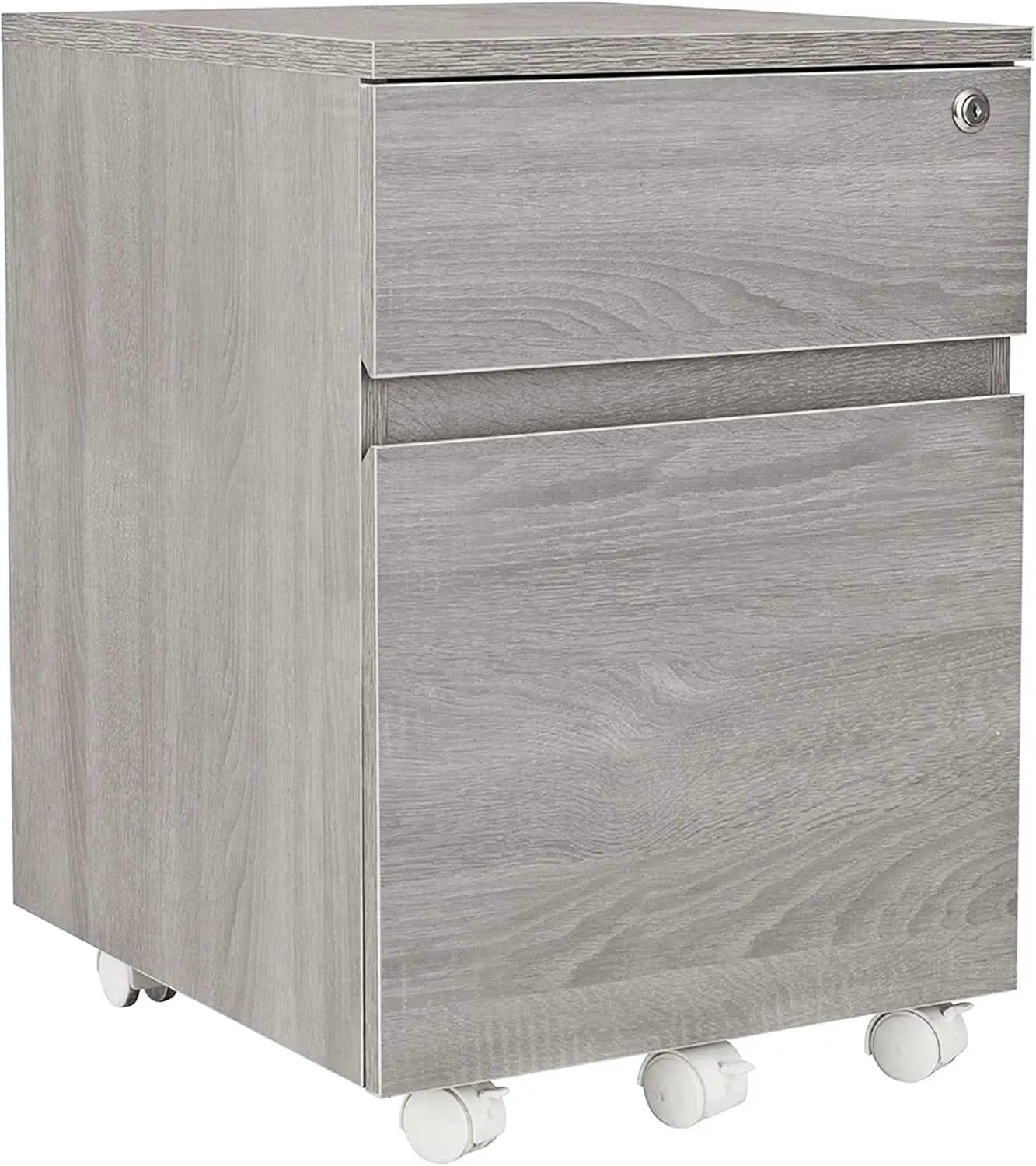 Grey Rolling Locking Two Drawer Vertical Filing Cabinet from PriceLows™