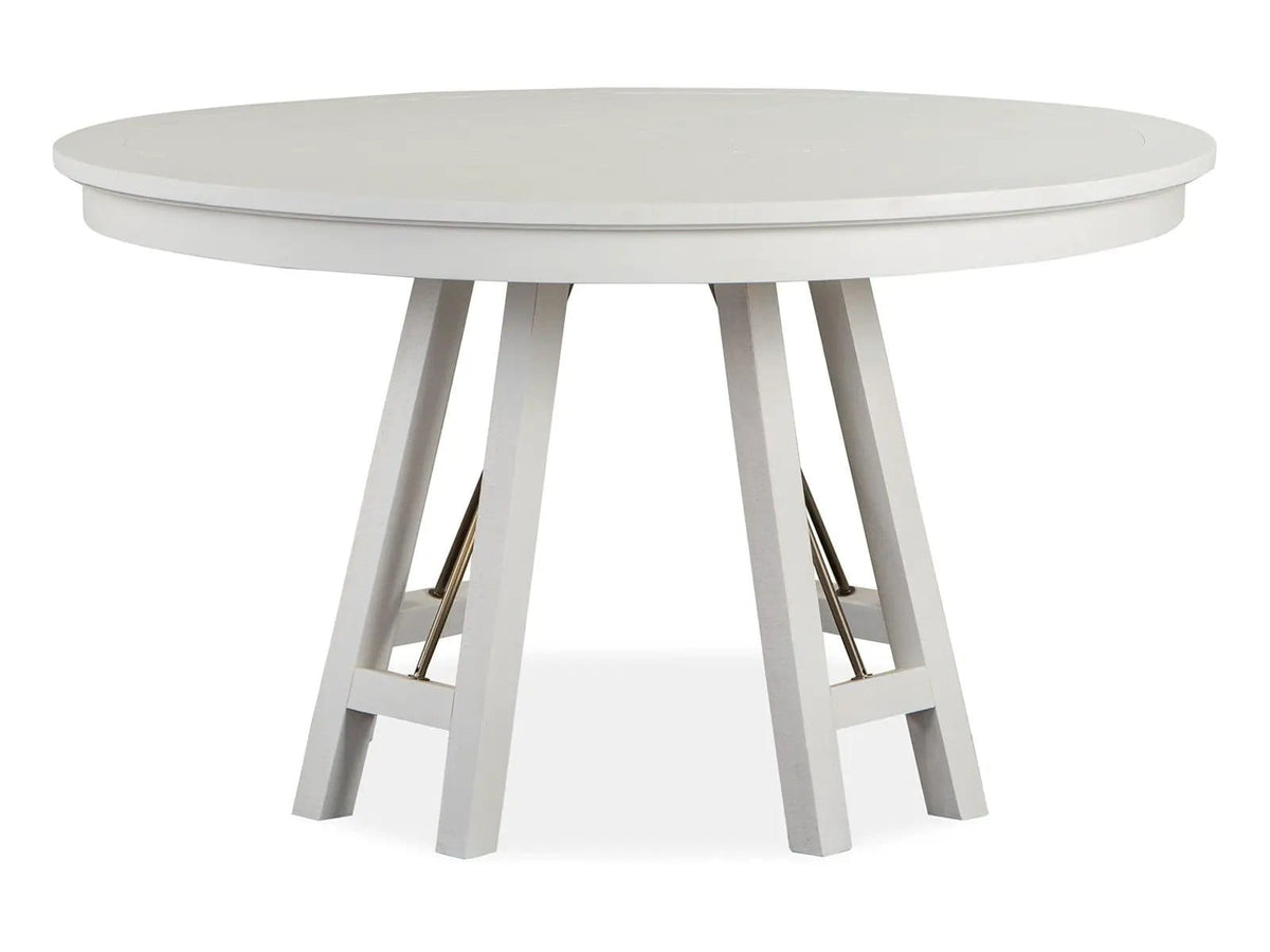 Heron Cove Round Dining Table | 52 x 52 x 30 in | Metal & Veneer | Chalk White
