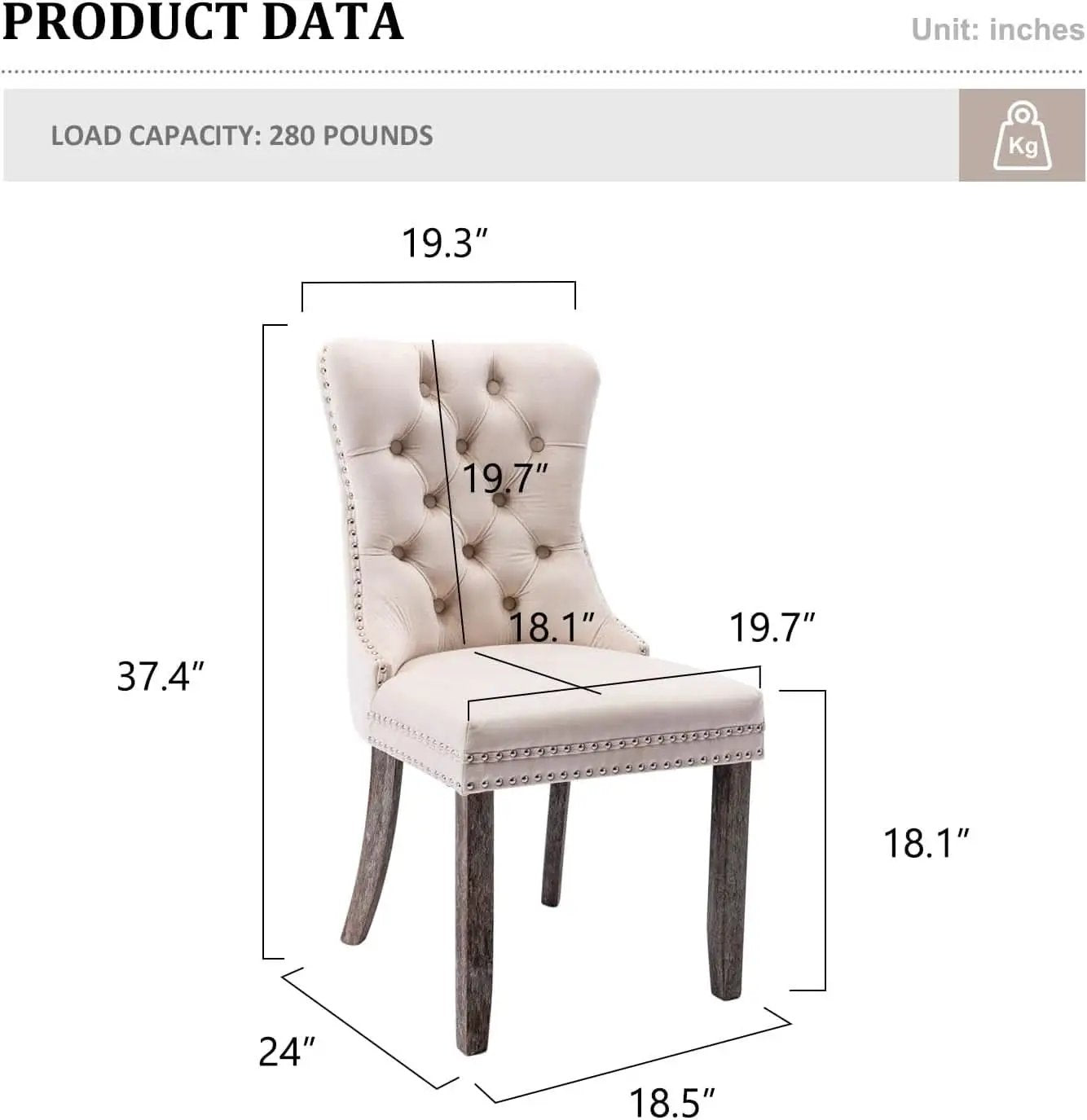 Velvet Dining Chairs Set Of 4 Beige With Ring Pull Trim from PriceLows™