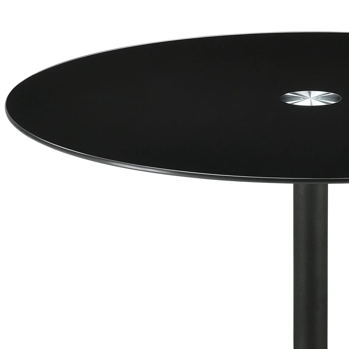 Ganso Round Metal End Table With Tempered Glass Top | 23.5 x 23.5 x 24.25 in | Tempered Glass & Metal | Black