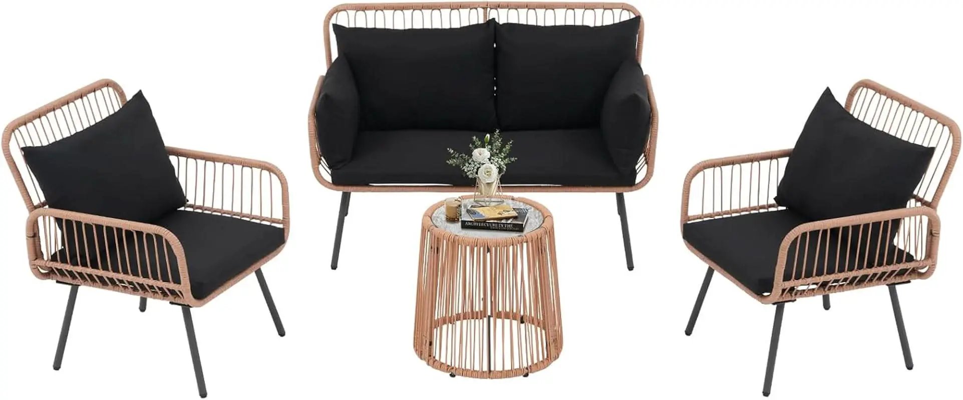 Stylish Four Piece Outdoor Wicker Patio Furniture Set from PriceLows™