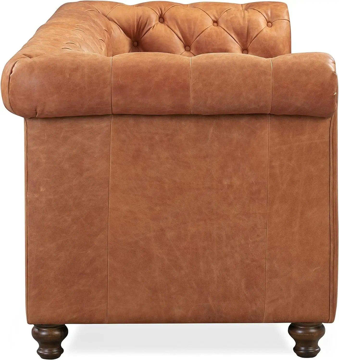 Lyon 87.4 Inch Cognac Tan Sofa Full Grain Leather Finish from PriceLows™