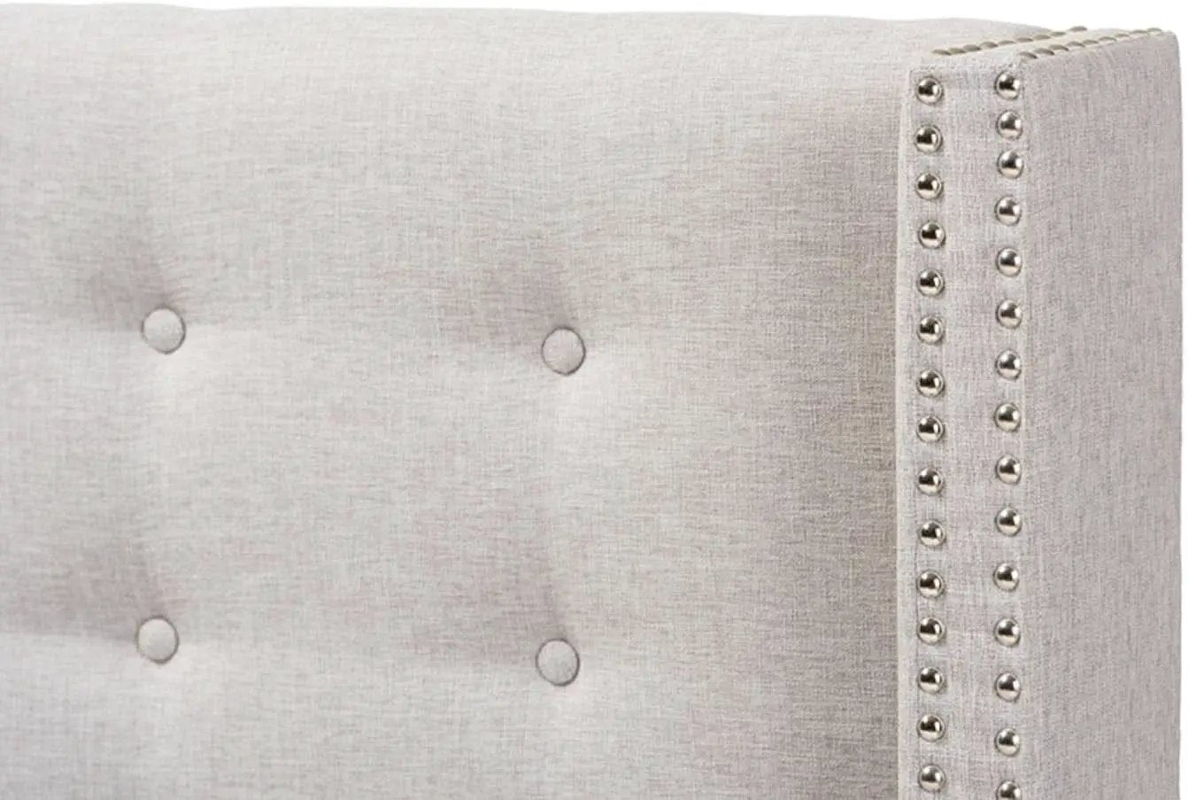 Modern Greyish Beige Winged Tufted Fabric Queen Headboard from PriceLows™