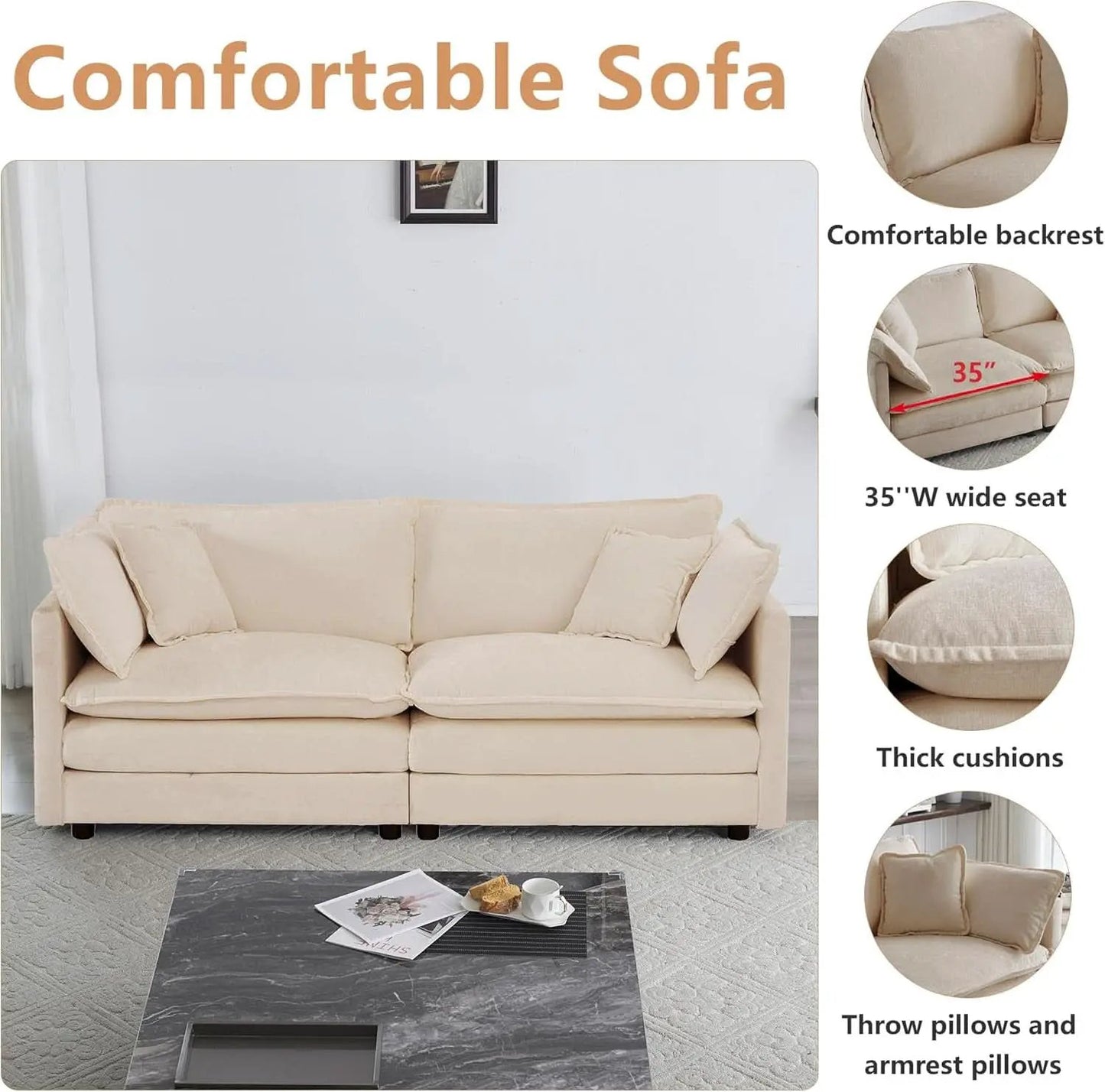 Light Coffee Chenille 2 Piece Loveseat Couch And Armchair from PriceLows™