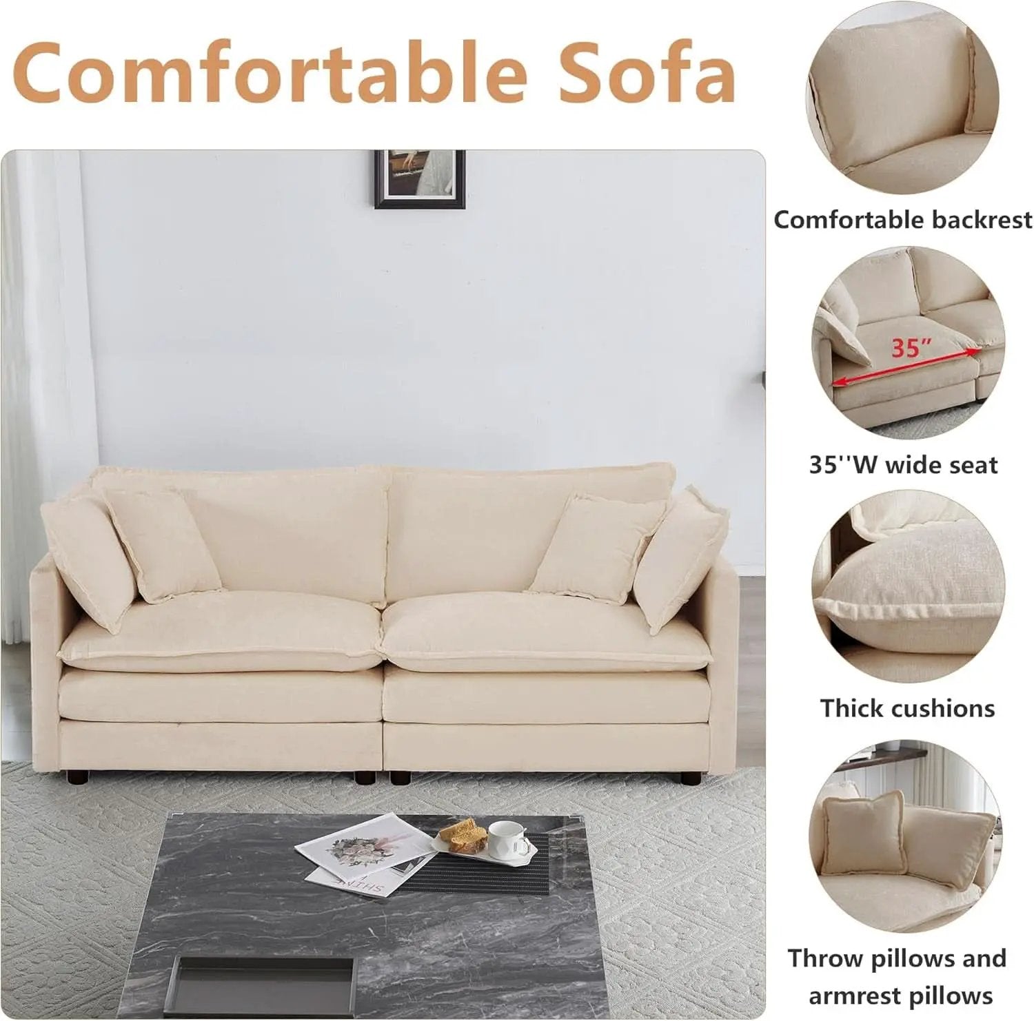 Light Coffee Chenille 2 Piece Loveseat Couch And Armchair from PriceLows™