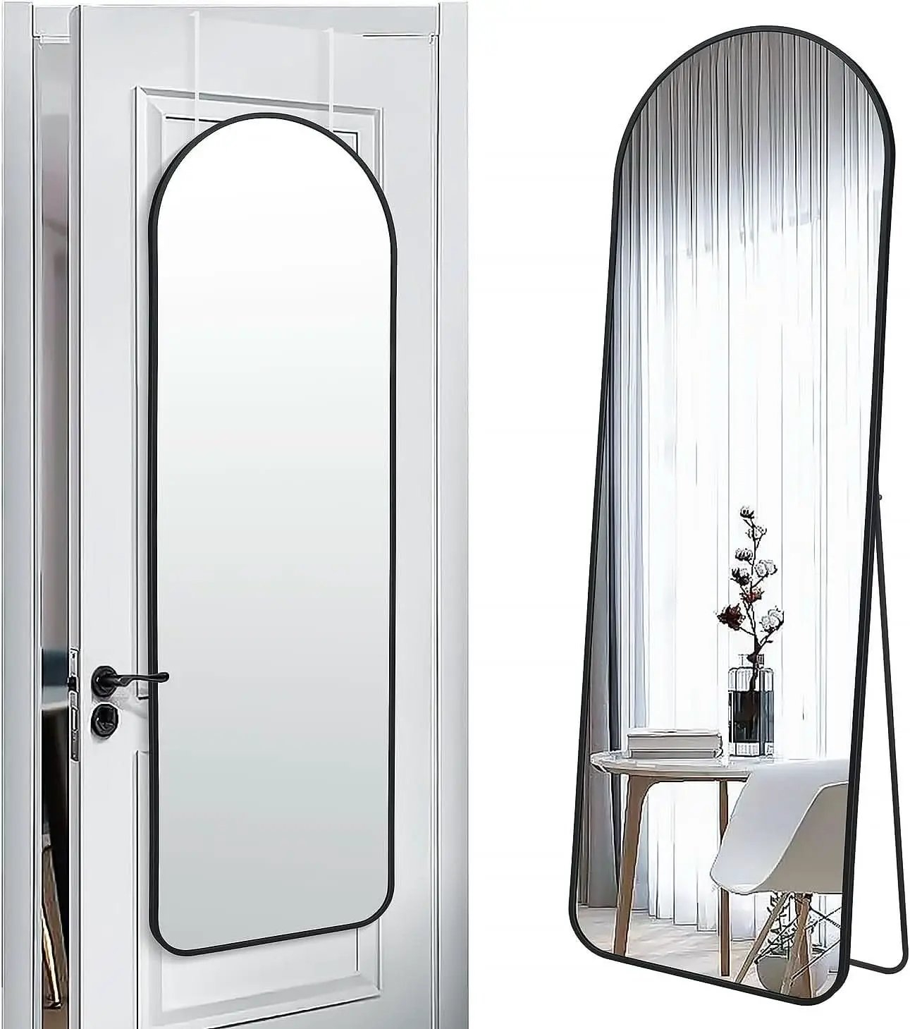 Black 57 Inch Full Length Arch Mirror For Entryway from PriceLows™