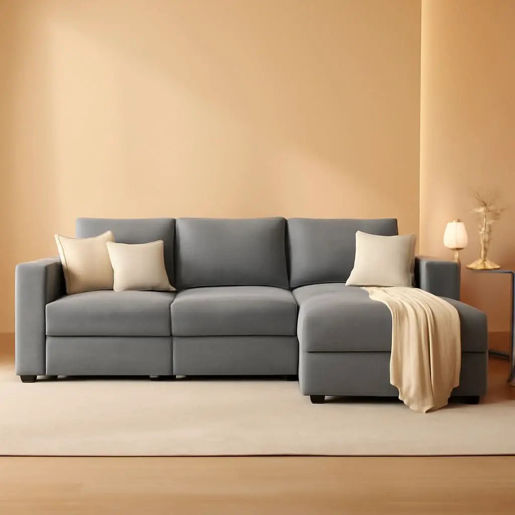 Bluish Grey Transformable Sleeper Sofa With Storage from PriceLows™