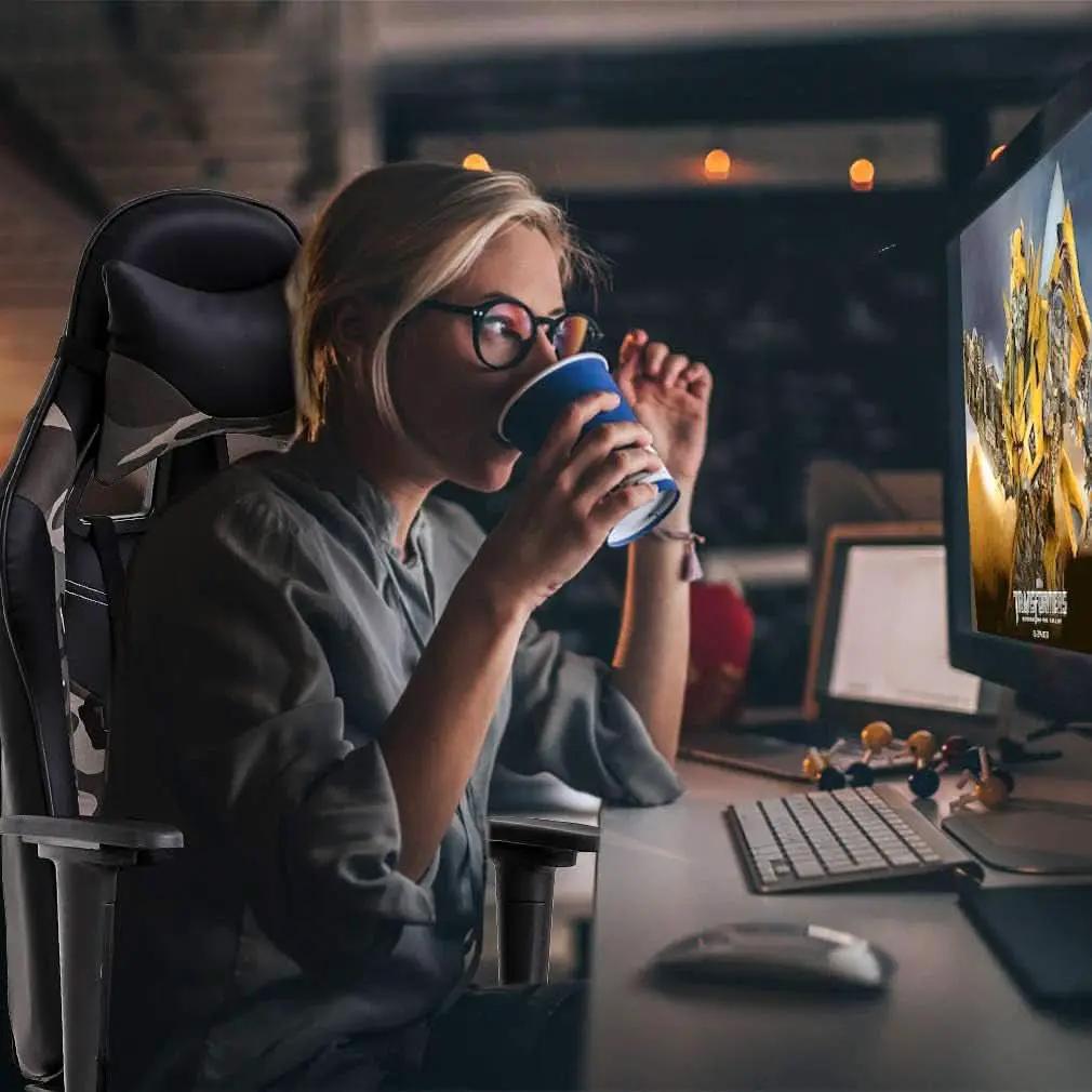 Ergonomic PU Leather Gaming Chair With Lumbar Support from PriceLows™