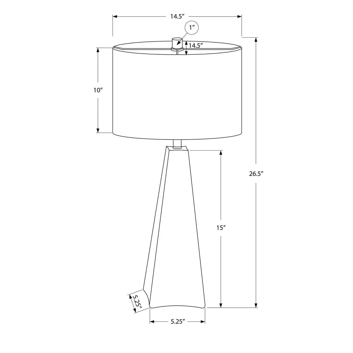Black Resin Table Lamp | Triangular Base | 26.5 Inch Height | Beige Linen Drum Shade
