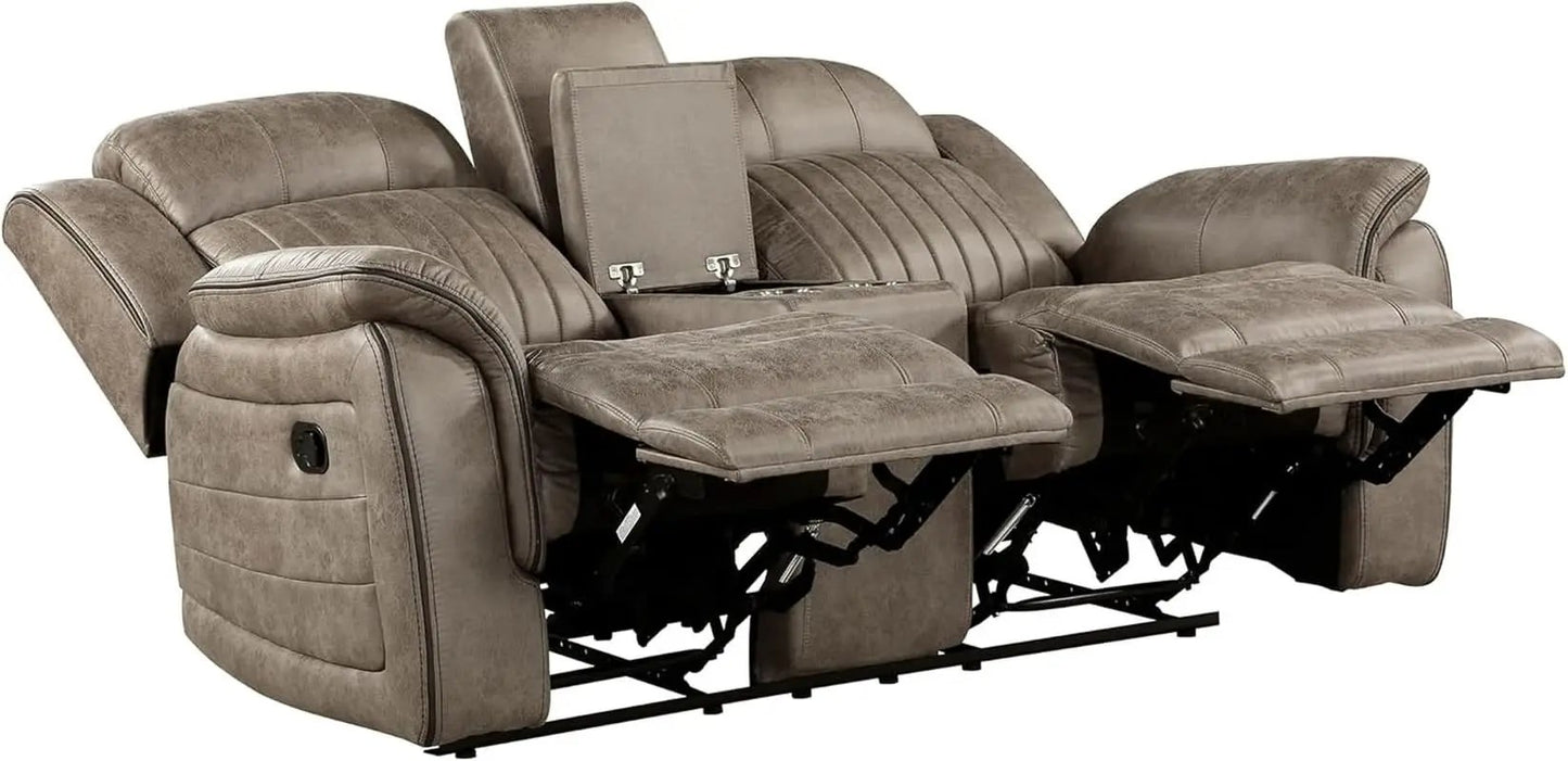 Sandy Brown Microfiber 3 Piece Reclining Living Room Set from PriceLows™